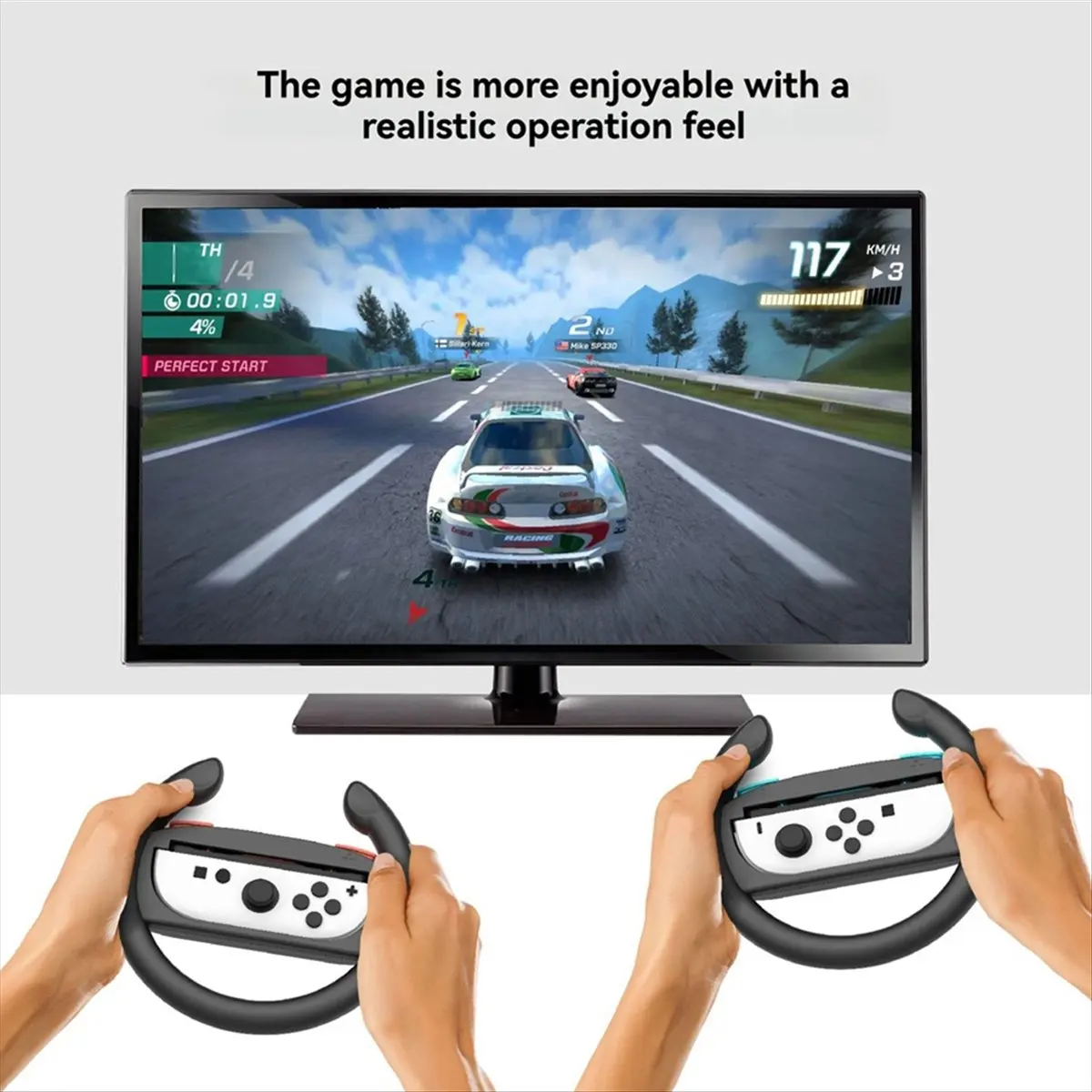 DT81 2PCS Racing Steering Wheels for Nintendo Switch 2 Controller Game Grip Handle Racing Game Wheel A