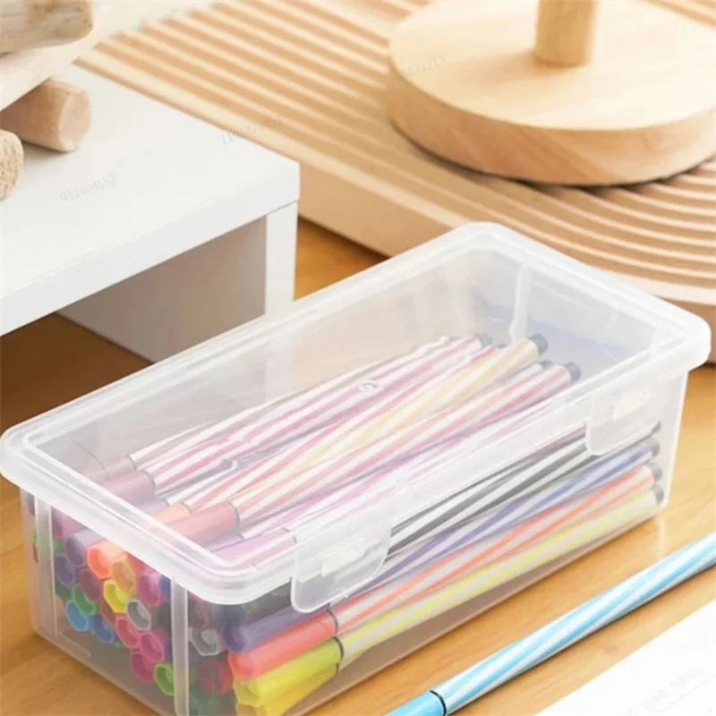 1PC Large Capacity Pencil Case Box PP Material Transparent Pencil Box Stackable Office Supplies Storage Organizer Box