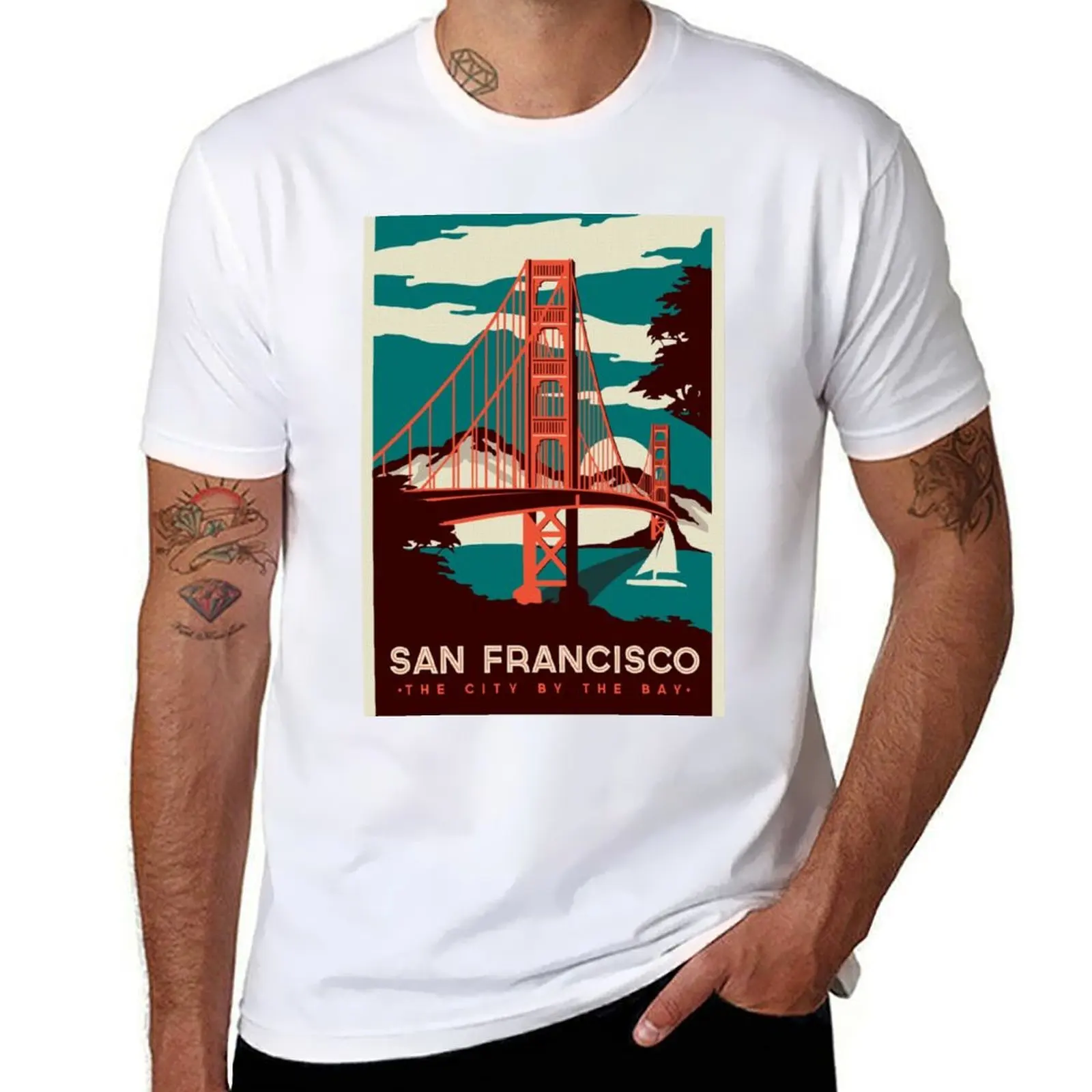 

San Francisco Golden Gate Bridge Retro Poster T-Shirt Summer Fashion Casual Tee Shirt