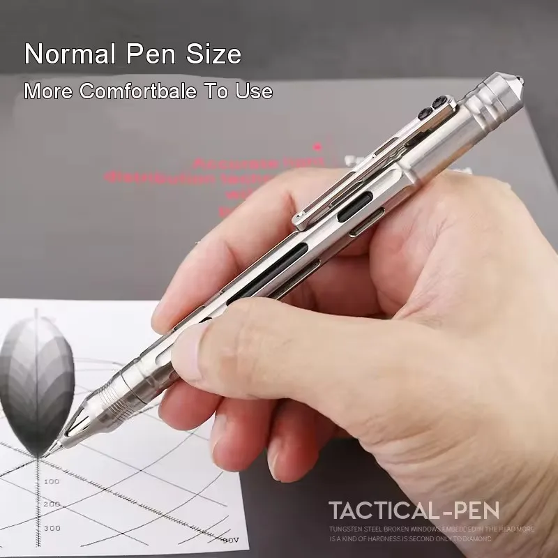 Multi Function Self Defense Business Writing Pen Titanium Tactical Pencil Gel Ink Pen For Outdoor EDC Tool Collection Pen Gifts