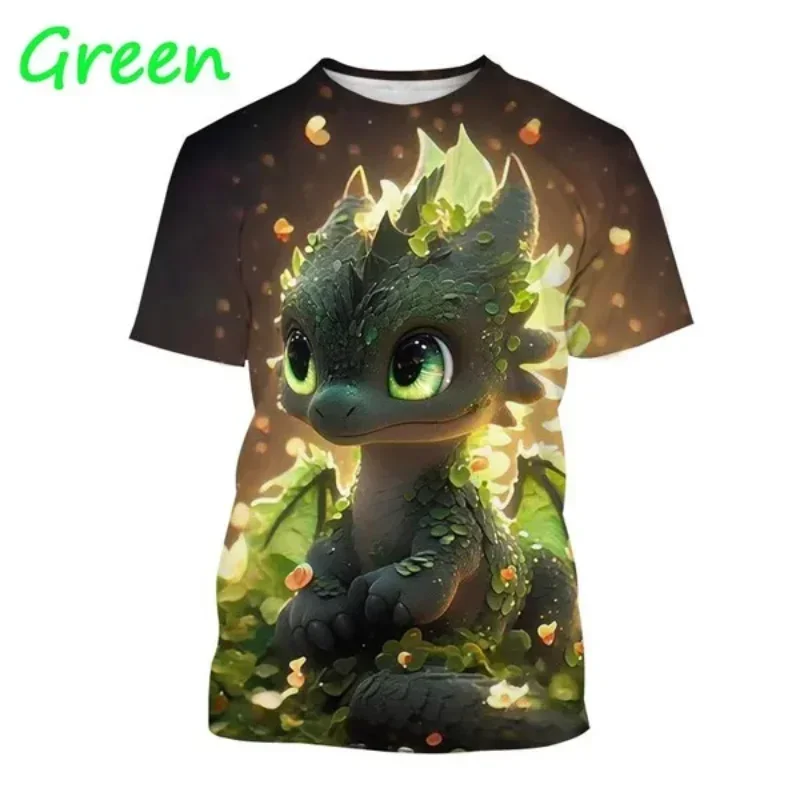 New Cute Dragon Cubs Graphic 3D Print T-shirt Fashion Personality Women Clothing Harajuku Street Unisex Oversized T Shirt Tops