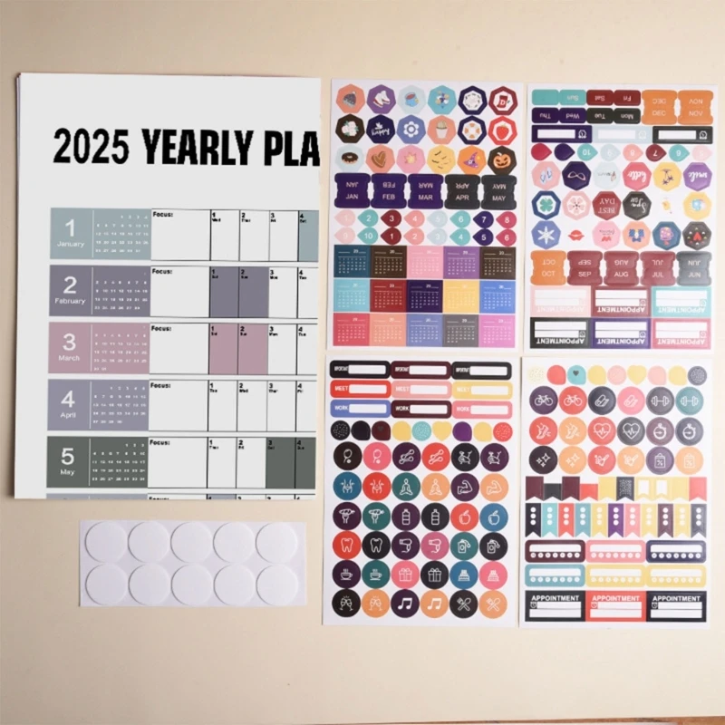 2025 Yearly Planner Calendar Family Home Planner Calender 2025 Full Year Planner Calendar 74x52cm from 01.2025-12.2025