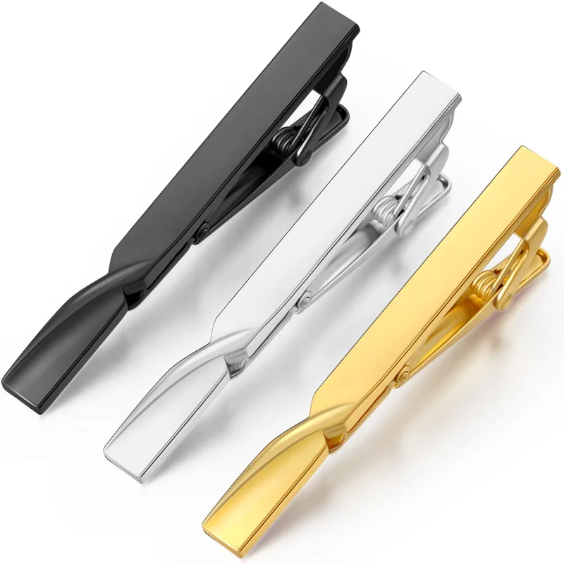Men's Stereoscopic Twisted Shape Three Colors Metal Business Bridegroom Wedding Fashion Crystal Professional Security Tie Clip
