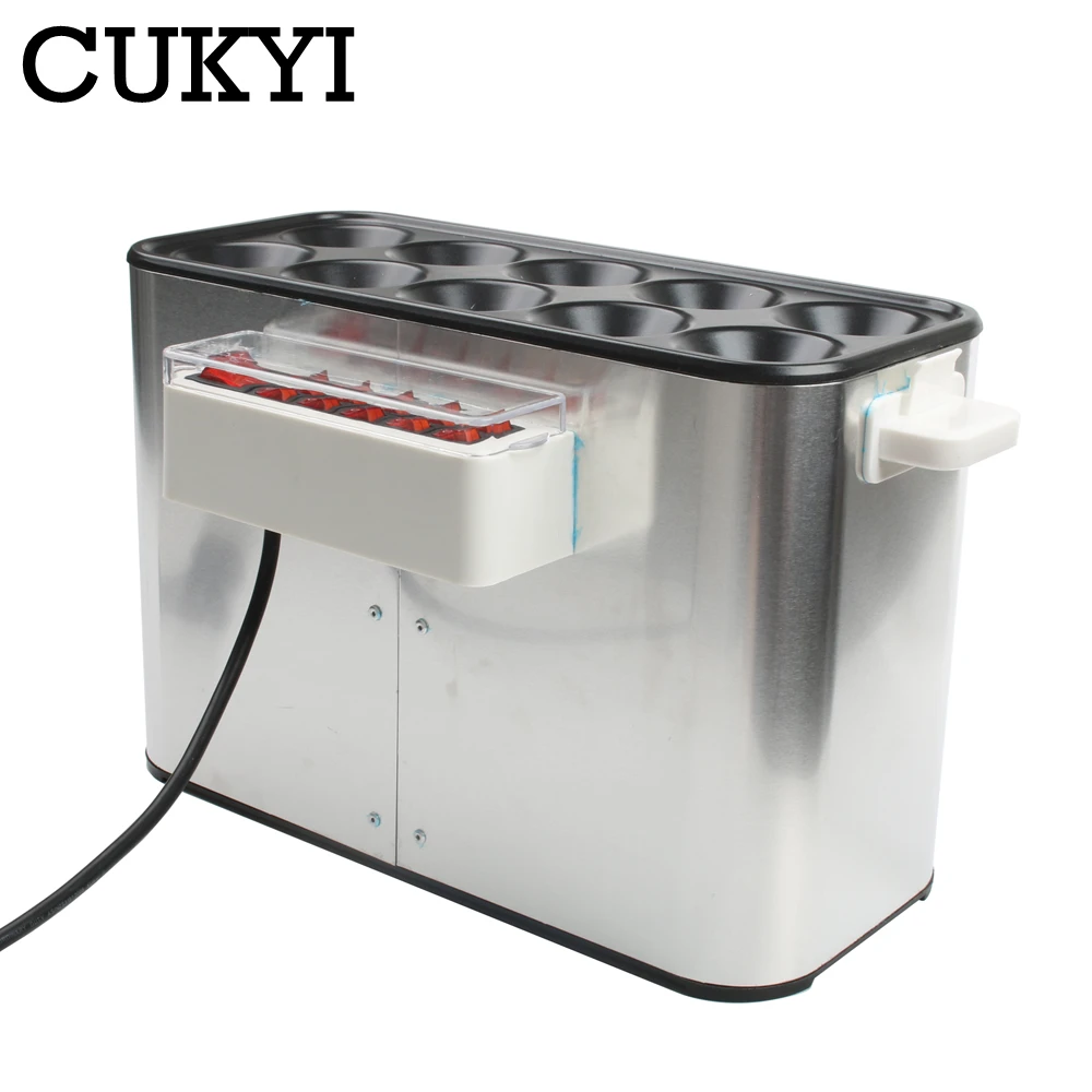 Cukyi-máquina de cozimento automática de 10 tubos para ovos, salsicha, 220v, máquina de café da manhã, cachorro quente, rolo de ovos, máquina de cozimento, mestre da omelete