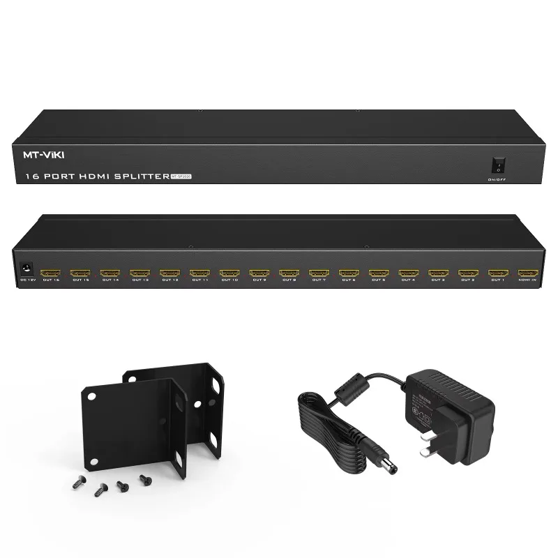 4K 30Hz HDMI Splitter 1 in 16 Out,  1x16 1 Computer 16 Monitor + Power Adapter HDMI Splitter