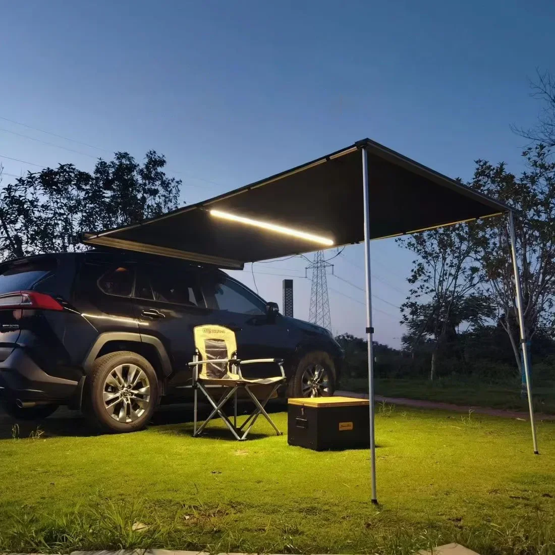 Car Side Awning Tent UV Protection Canvas Portable Waterproof SUV Offroad Vehicles Sun Shelter