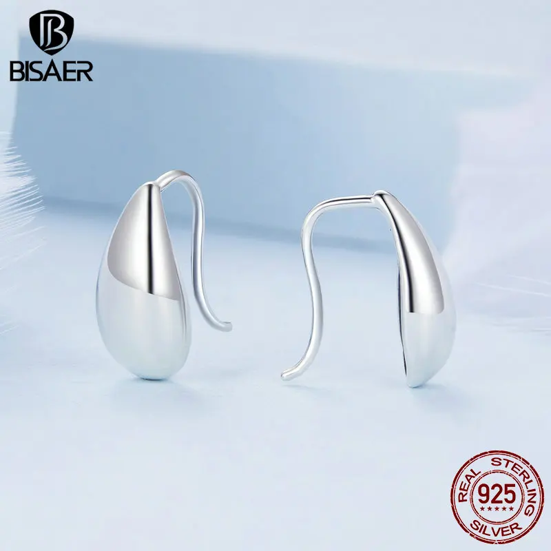 WOSTU 925 Sterling Silver 18K Gold Glossy Waterdrop Earrings Teardrop Stud Earrings Women Euro Simple Pendientes Jewelry Gift