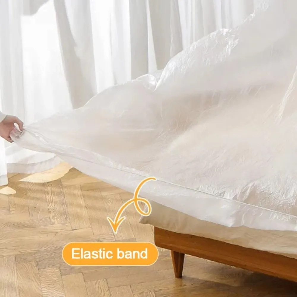 Transparent Disposable Dust Covers Elastic Waterproof Furniture Dust Cover Drawstring Large Size Dustproof Film Home Renovation