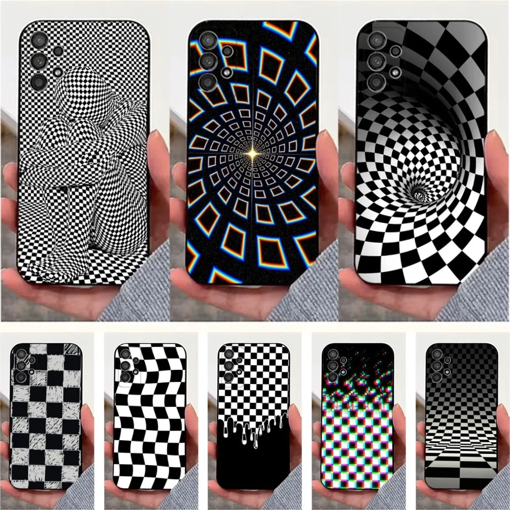 Checkered Chess Board  Phone Case For Samsung S24,23,22,30,21,10,9,Ultra,Plus,Lite,FE,5G  Soft Silicone Black Cover