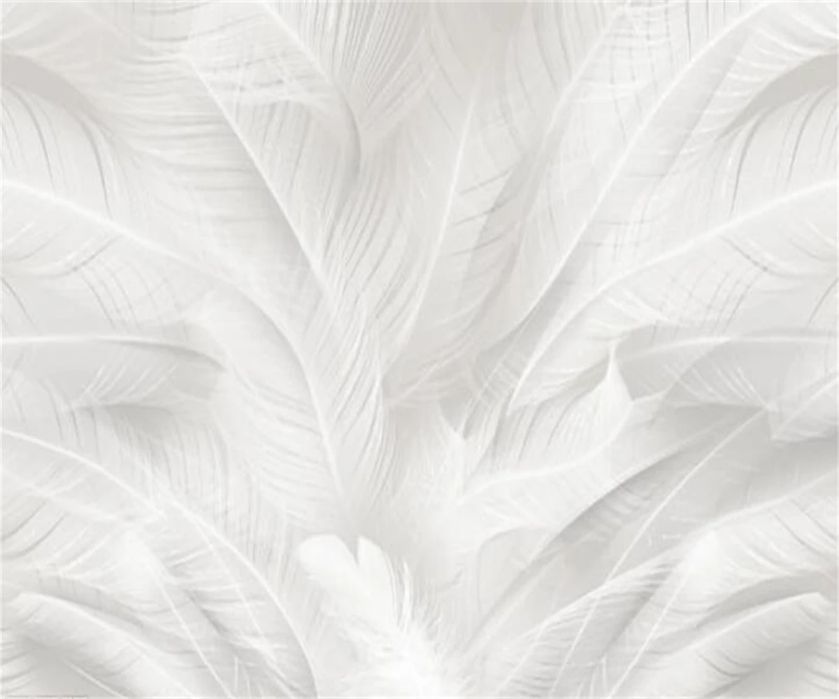 Custom Wallpaper simple white feather black and white background walls home decoration living room bedroom Murals 3d Wallpaper