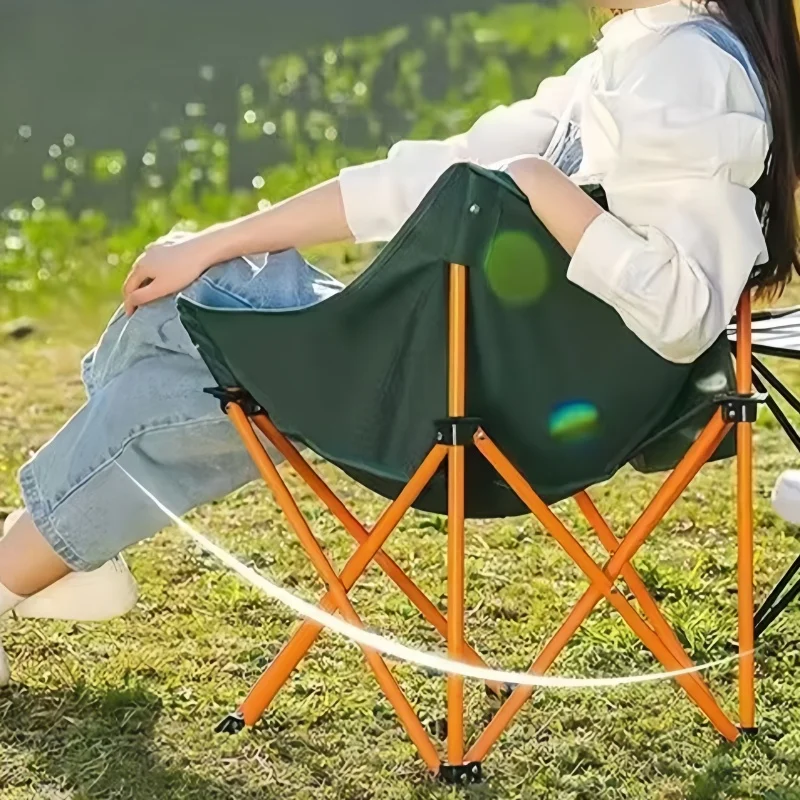 Portable Folding Chair Outdoor Camping Moon Chairs Lightweight Fishing Chair Travel Beach Chairs Garden Rest Chair Load Bearing