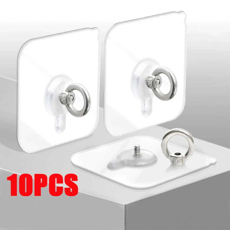 4/10PCS Self Adhesive Ceiling Hooks Heavy Duty Windproof Screw Hooks for Outdoor Garden Planter Flower Pot Hanging Bracket