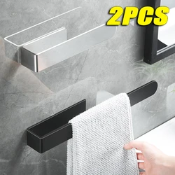 Bathroom Shelf No Hole Towel Rack Simple Space Aluminum Towel Bar Self-stick Fixed Kitchen Towel Rack