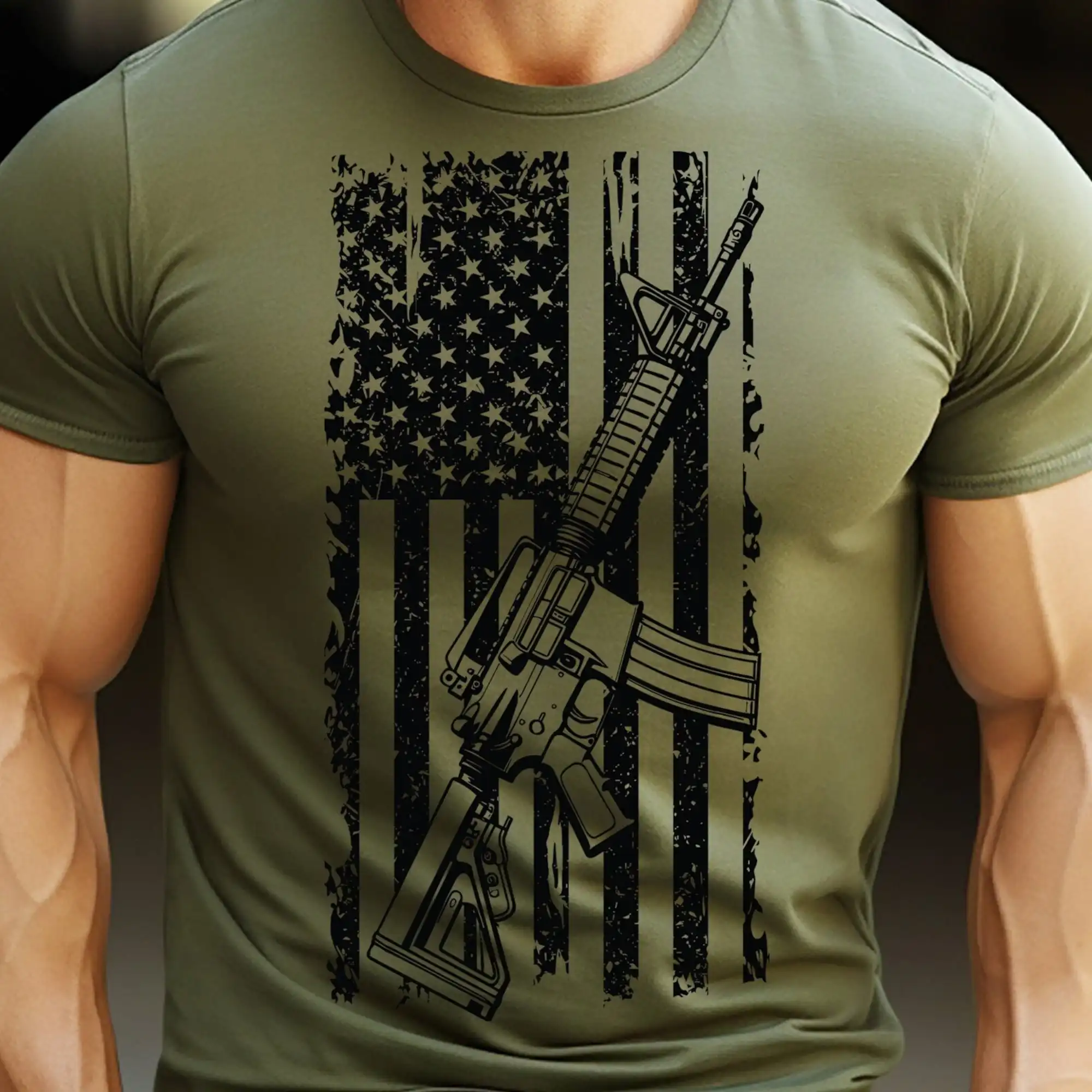 Ar 15 Usa Flag T Shirt Men'S Pro Gun 2Nd That Second Amendment Patriotic