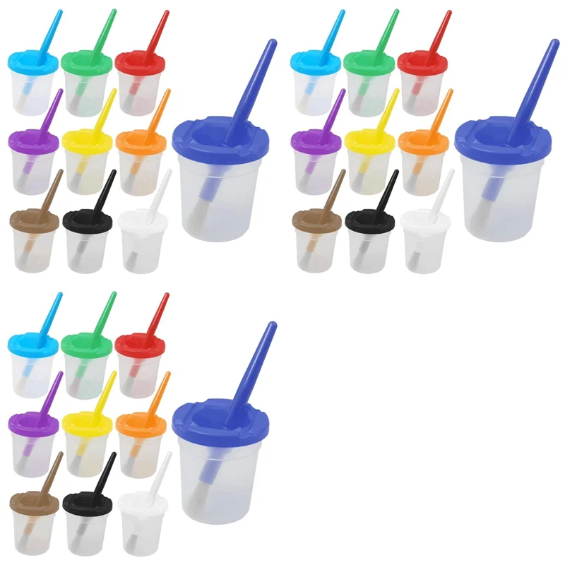 

【NEW-SALE】30Pcs Paint Cups With Lids For Kids, Spill Proof Learning Color Cups For Artist