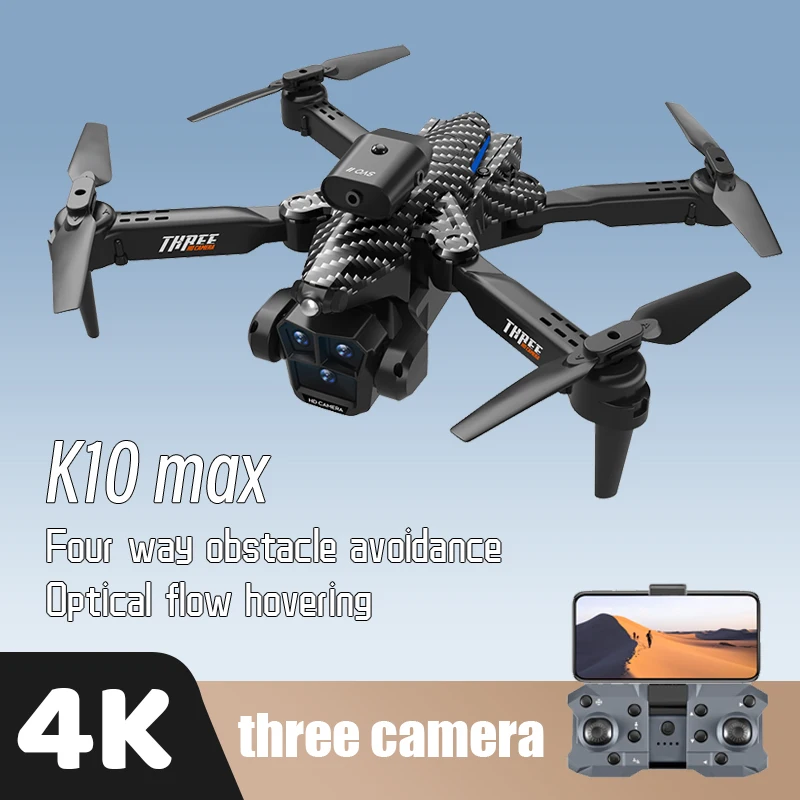 

Квадрокоптер K10 Max с тремя HD-камерами, широкоугольный