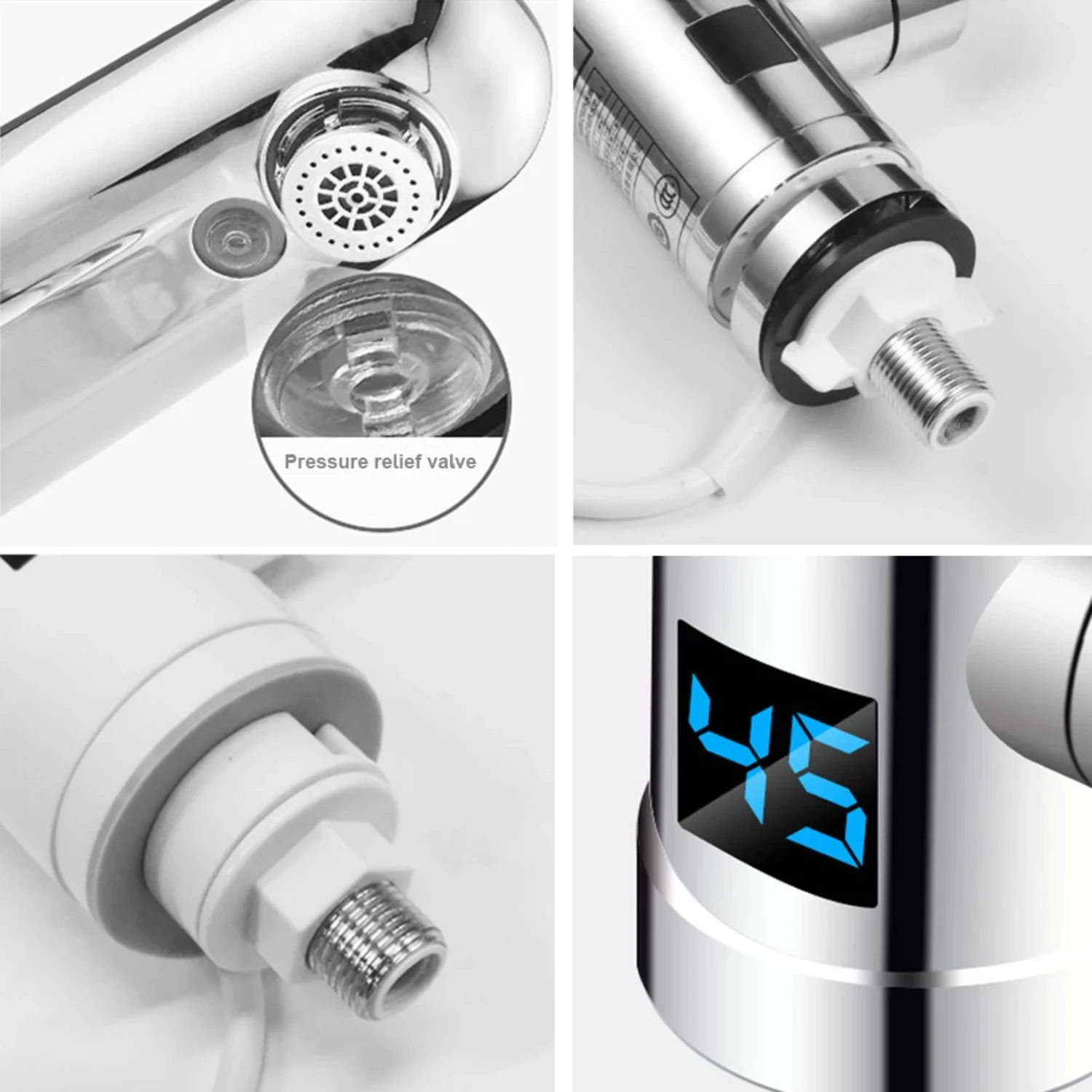 3000W Instant  Faucet  Heater Quickly Heating Tap Kitchen Faucet with Temperature Display Hot Cold Dual-use 220V