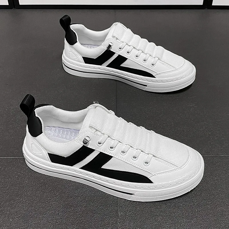 Men's Four Seasons New Versatile Fashion Little White Shoes Solid Color Breathable Leisure Sports Comfortable Board Shoes