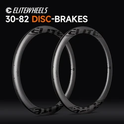 ELITEWHEELS 700C Freno a disco da strada Cerchione in carbonio Tubeless 30 38 50 55 60 82mm Fibra di carbonio per cerchi da ciclocross