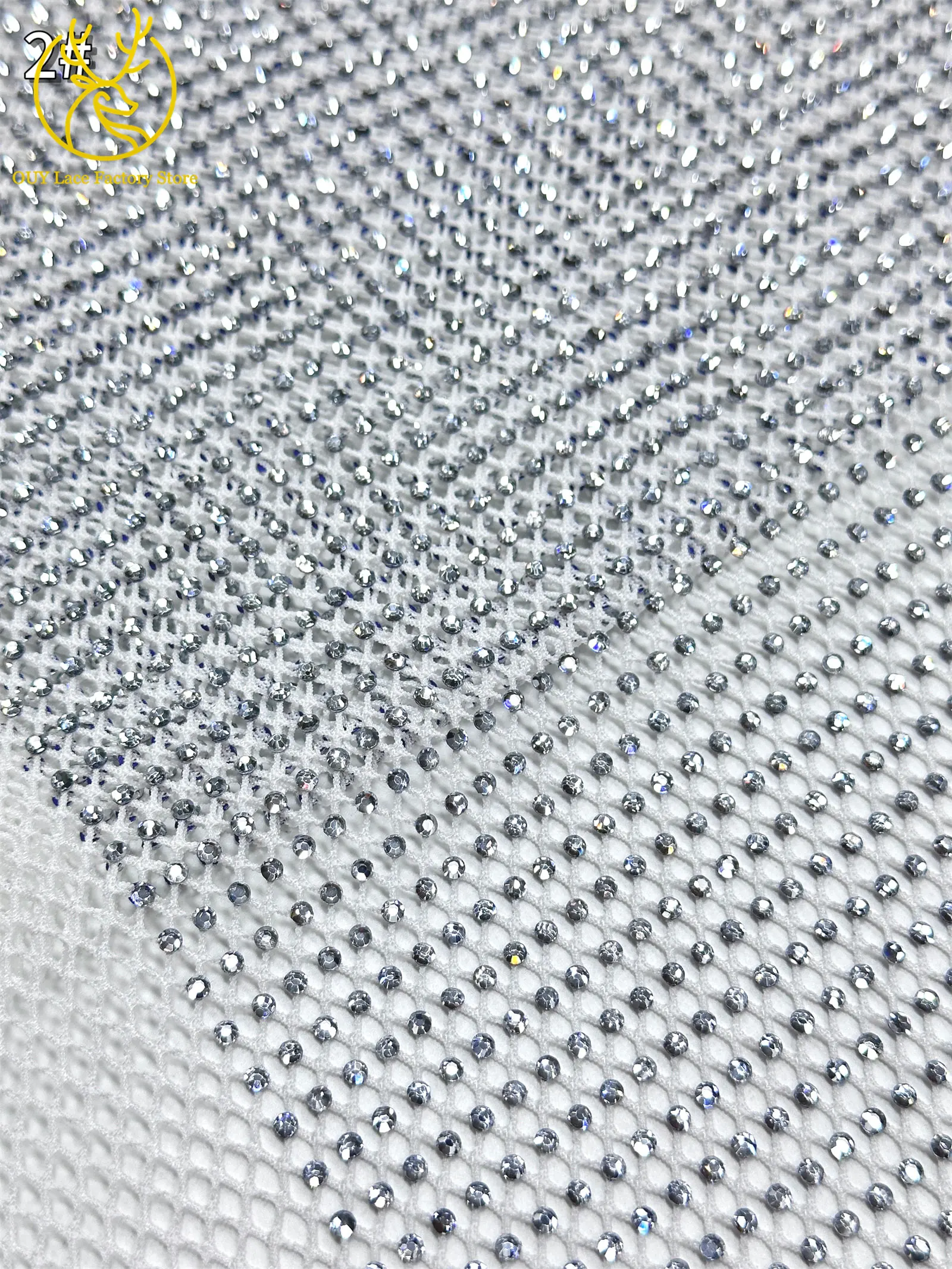 2,5 Yards Hochwertiger Dubai Edelstein-Netzspitzenstoff Hochqualitative Afrikanische Spitze Nigerianischer Steinspitzenstoff für Damen-Abendkleider – Detail 11