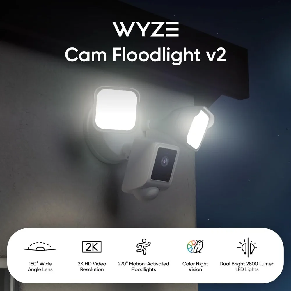 

2K HD Outdoor Security Camera, 160° Wide View, Motion Activated Light, 105dB Siren, Color Night Vision