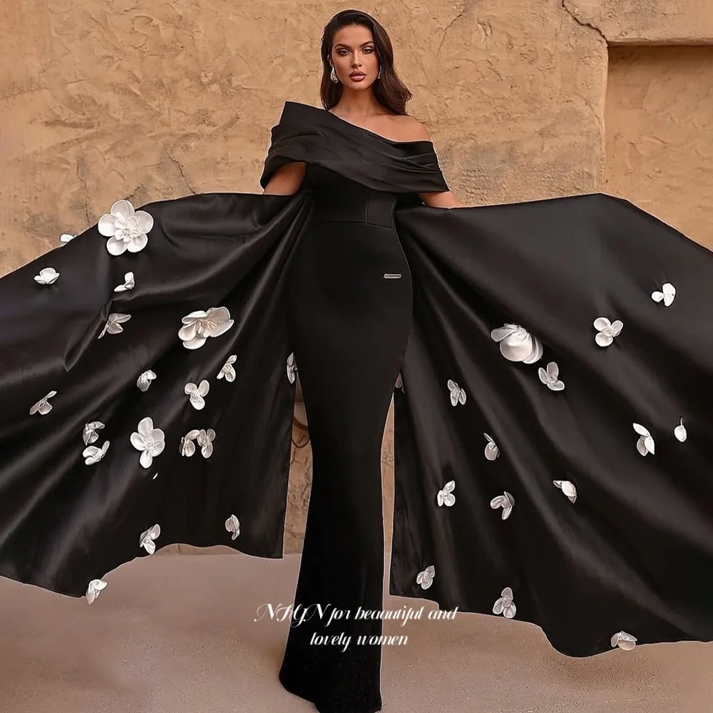 

NFYN Вечернее платье трапециевидной формы с открытыми плечами, бальное платье принцессы с 3D цветами, вечернее платье (40 فساتين по индивидуальному заказу