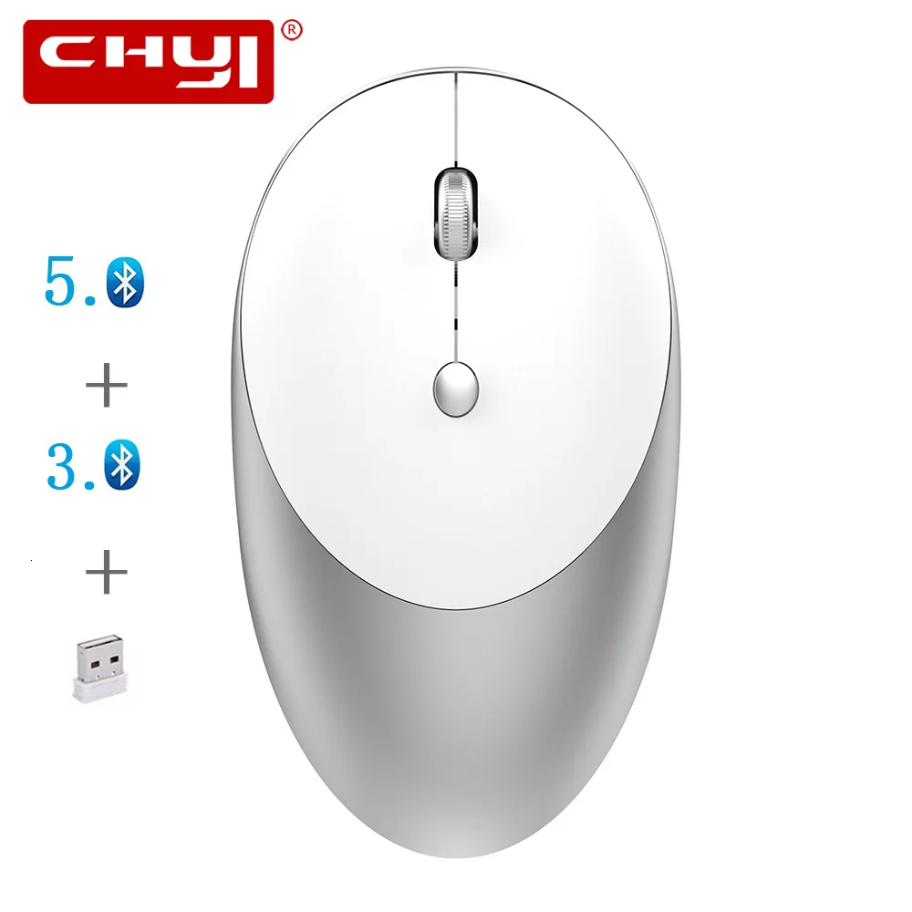 

CHYI Bluetooth 5.0/3.0 + 2.4G Wireless Mouse Rechargeable 1600 DPI Ultra Thin Silent Mause USB Optical Computer PC Office Mice