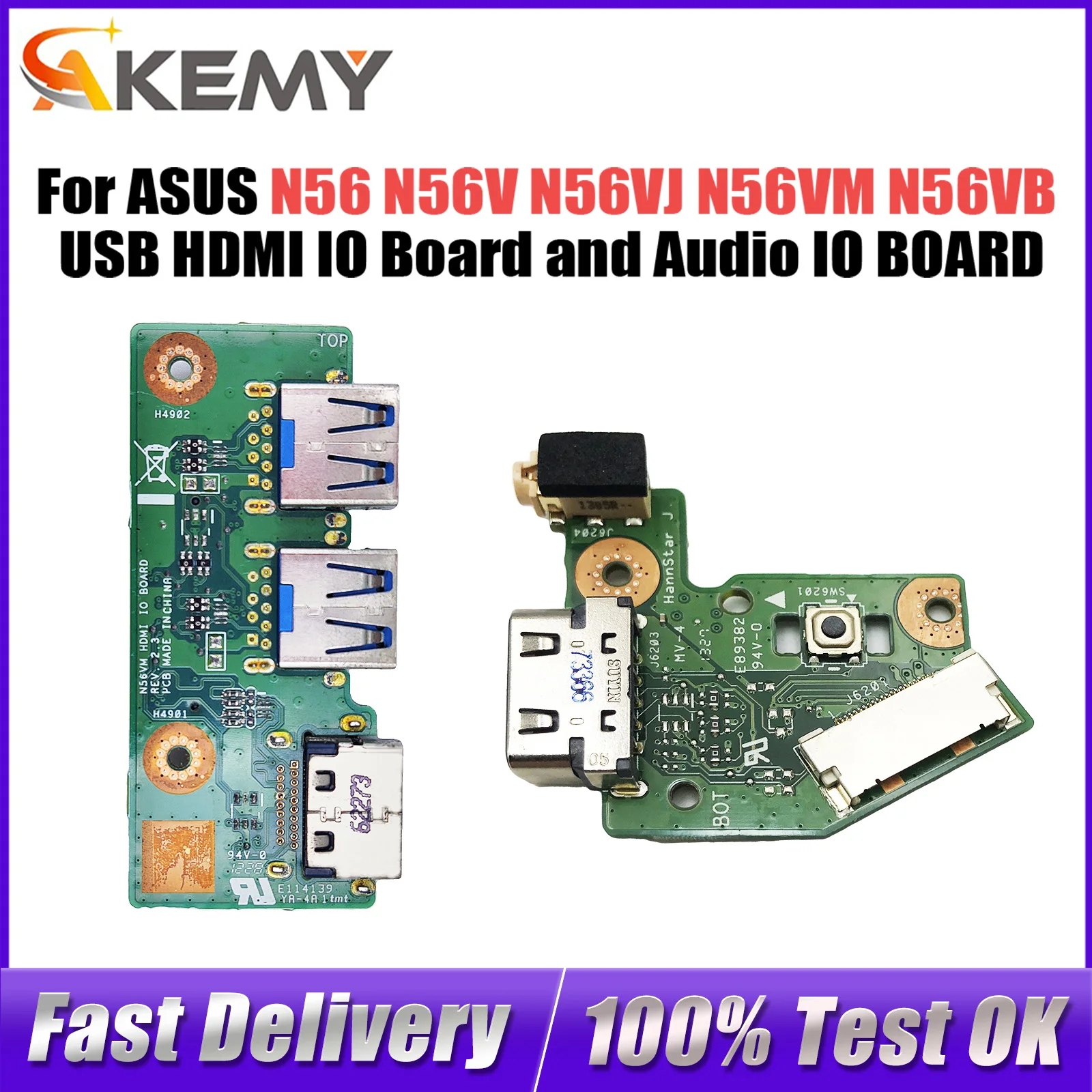 

POWER BOTTON VGA BOARD For Asus N56 N56V N56VJ N56VM N56VB N56VZ N56J USB HDMI IO Board and Audio IO BOARD Fast Ship