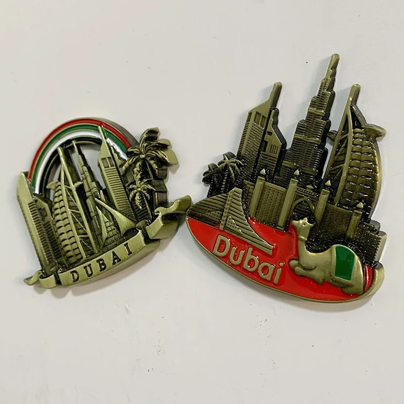 Dubai 3D Fridge Magnets Ornament Metal Refrigerator Magnets Sticker Tourism Souvenirs Collection Gift Home Decoration