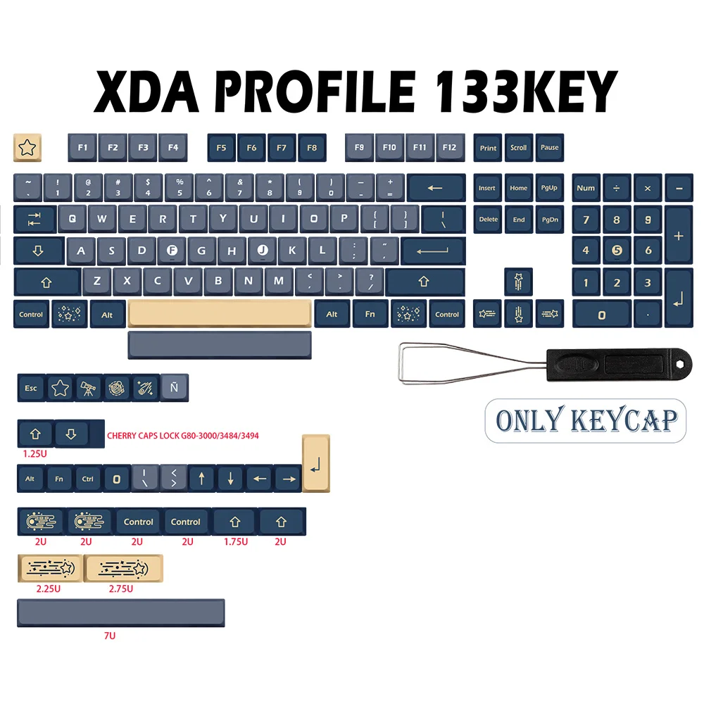 

xda Keycap Stargaze DYE-SUB Keycaps For gk61/rk61/64/68/84/980/104 Mechanical Keyboard gmk Key Cap 7u 2.25u/2.75u Split Spaceba