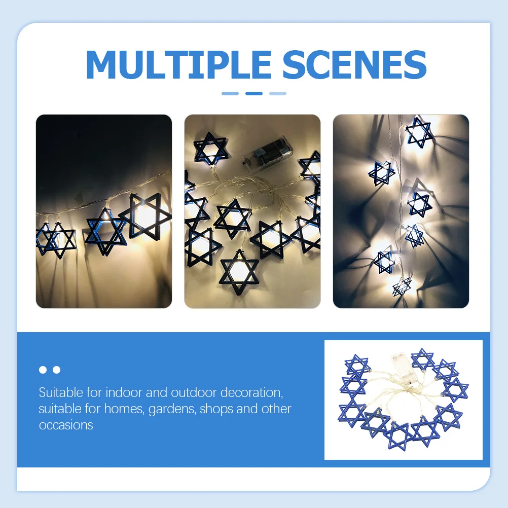 

Six Pointed Star String Lights 1.65M Led Hanukkah Decor Festival Outdoor Indoor Party Decoration Star Of David Light