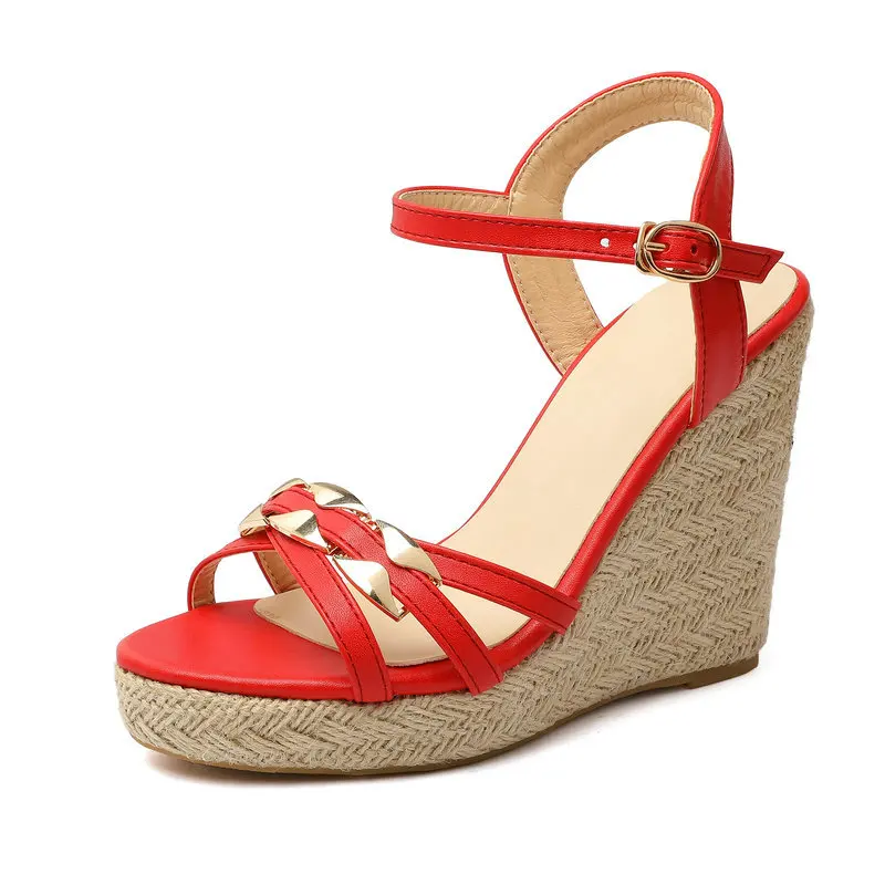 

Женские летние повседневные сандалии на платформе с открытым носком, желтые эспадрильи на танкетке, большие размеры 47, 48, 49, 50