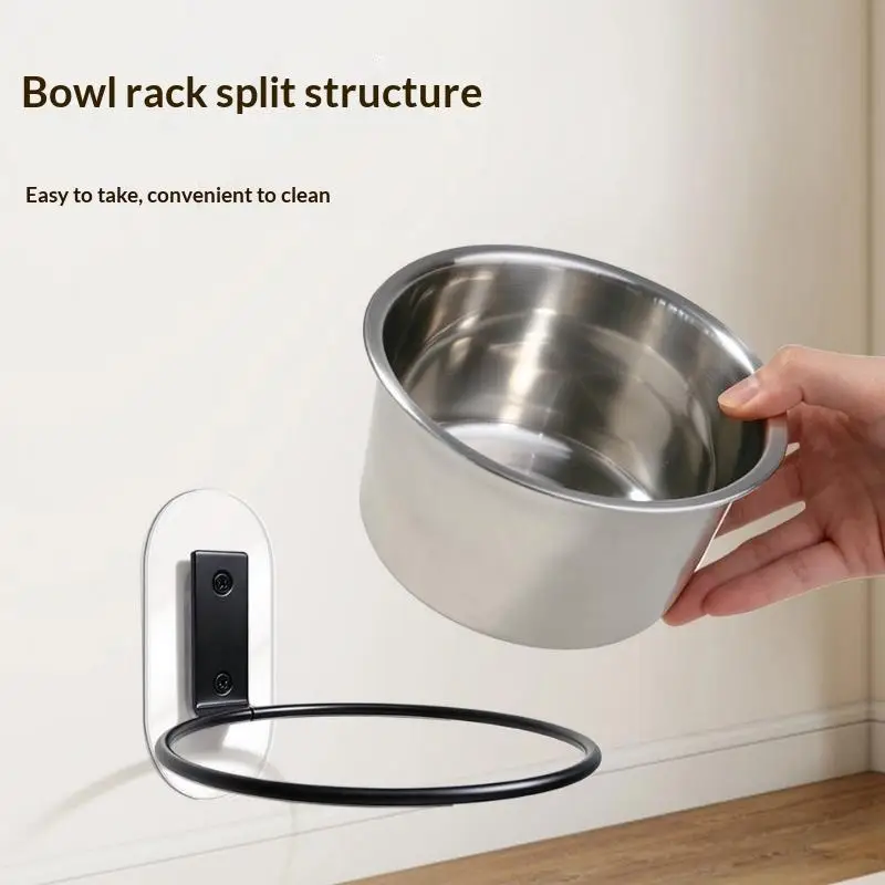 1Pcs Wall Mounted Dog Bowl Foldable Stainless Steel Raised Dog Food And Water Bowls Adjustable Height Wall Mounted Cat Food