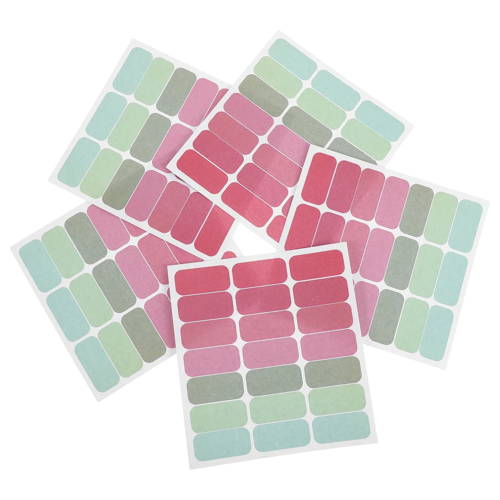 

5 листов прямоугольных цветных наклеек, пустые этикетки для записей, прочный съемный клей для пищевых контейнеров, конвертов, настольных коробок