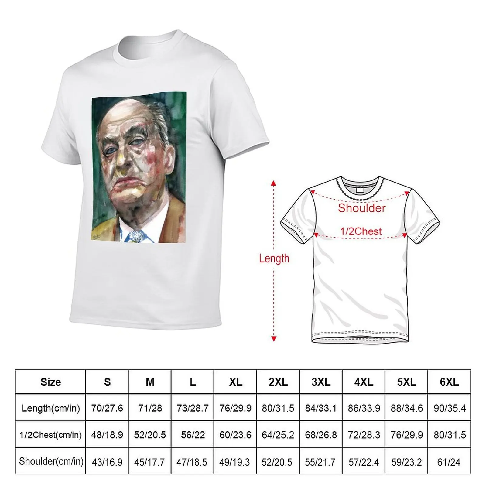 NABOKOV VLADIMIR - watercolor portrait.3 T-Shirt t shirts for man cotton man t shirts high quality luxury brand T-Shirt