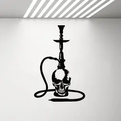 Arabic Hookah Vinyl Decal Skull Shisha Smoking Bar Wall Stickers Mural Home Decoration Accessories Living Room Decals A099