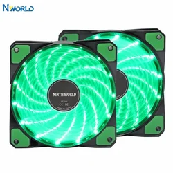12VDC 3P IDE 4pin 120mm PC Computer 16dB Ultra Silent 15 LEDs Case Fan Heatsink Cooler Cooling Anti-Vibration Rubber,12CM Fan