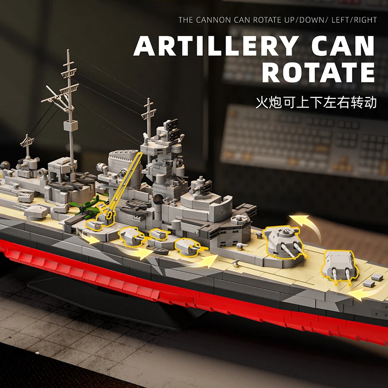 2738 قطعة الحرب العالمية الثانية الألمانية Tirpitz سفينة حربية الجمعية أطقم منمذجة لعبة تعليمية للأطفال هدية سفينة حربية سلسلة لغز كتل