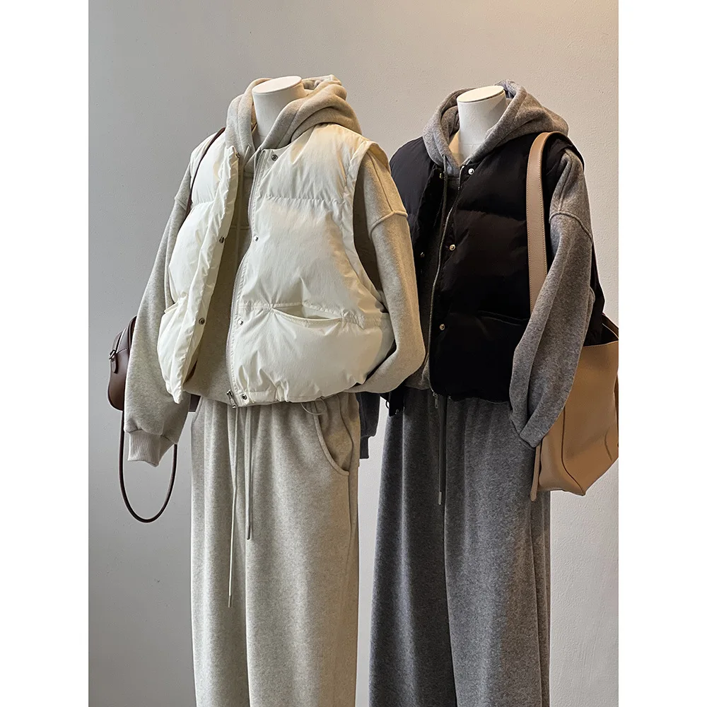 

Round neck short cotton vest women's autumn and winter versatile loose and fashionable shoulder vest cotton clothing