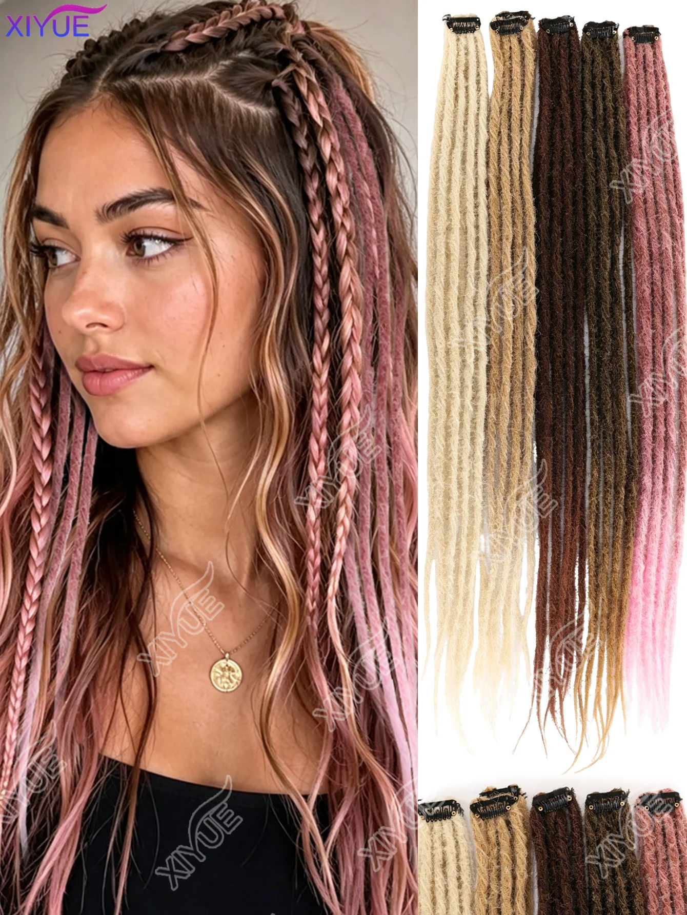 XIYUE Synthetic BB Clip Dreadlock Hair Extensions Dreadlock Extensions Hip-hop Ombre Hair Extensions, African Tribe Style