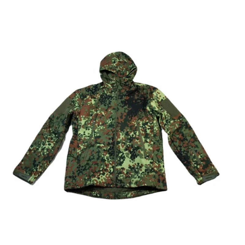 German Uniform Jungle Flecktarn Camo Jacket Flecktarnmuster Tops Hiking Soft Shell Jackets Hunting Clothes