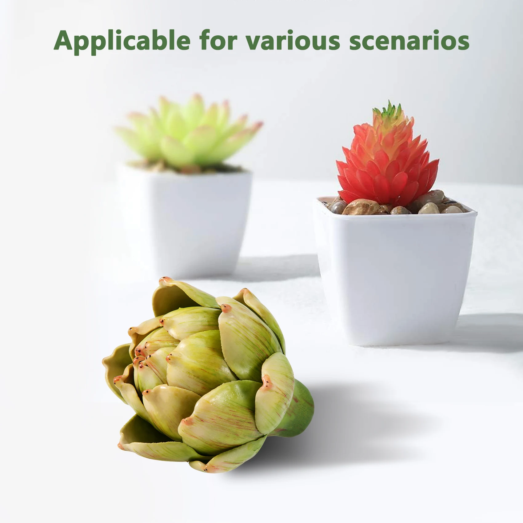 

【Hot-Selling!】3Pcs Green Artificial Artichoke Plastic Fake Flower Fake Artichoke for Home Wedding Party Table Decoration