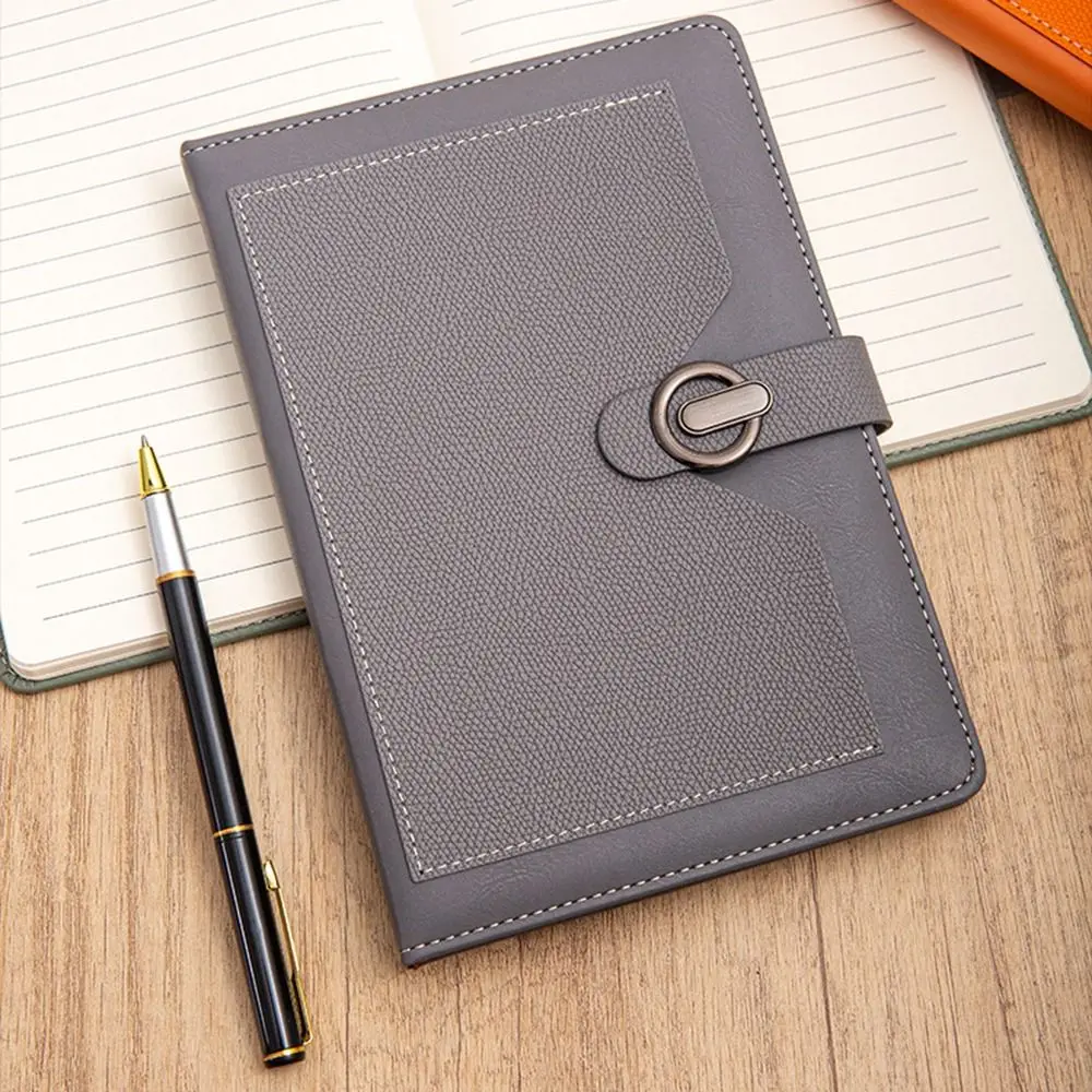 

200 Pages A5 Notebook PU Leather Cover Magnetic Suction Buckle Business Office Notebook Horizontal Line Wear-resistant