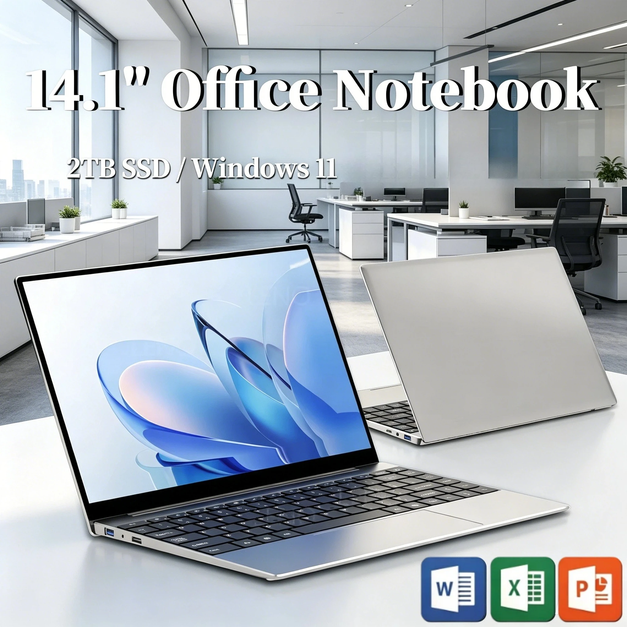 

NEW 14.1 Ultra Slim Laptop 16GB RAM 2TB SSD Windows 11 Intel N3700 Notebook Gamer 1920 1080 Display Office Study Computer