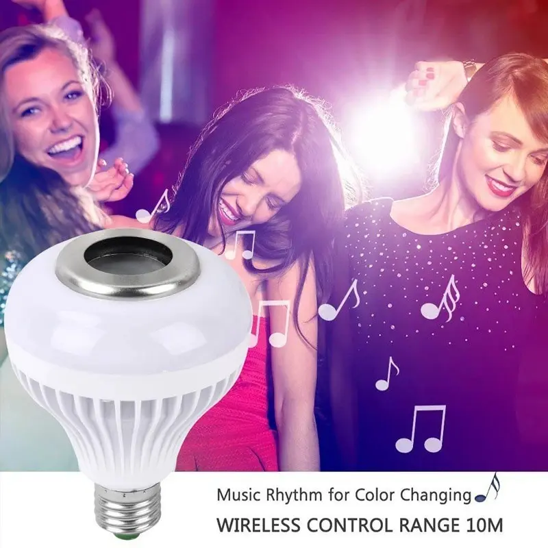 Ampoule LED itude Bluetooth avec télécommande, lampe colorée RVB, intensité variable, fête à la maison, 12W