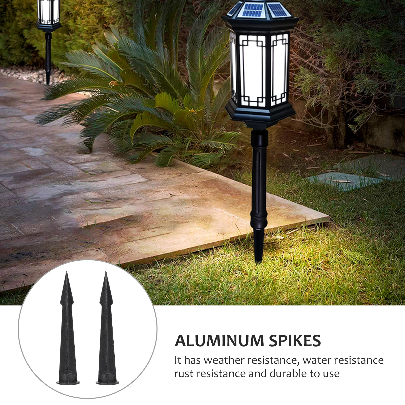 

2Pcs Solar Lights Durable Aluminum Spikes Weather Resistant Yard Stakes Light Spikes for Festivals Garden Decorations