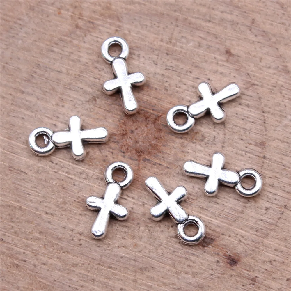 30 Pieces 6x11mm Tibetan Silver Color Mini Cross Charms Diy Handmade Jewelry Pendant Findings