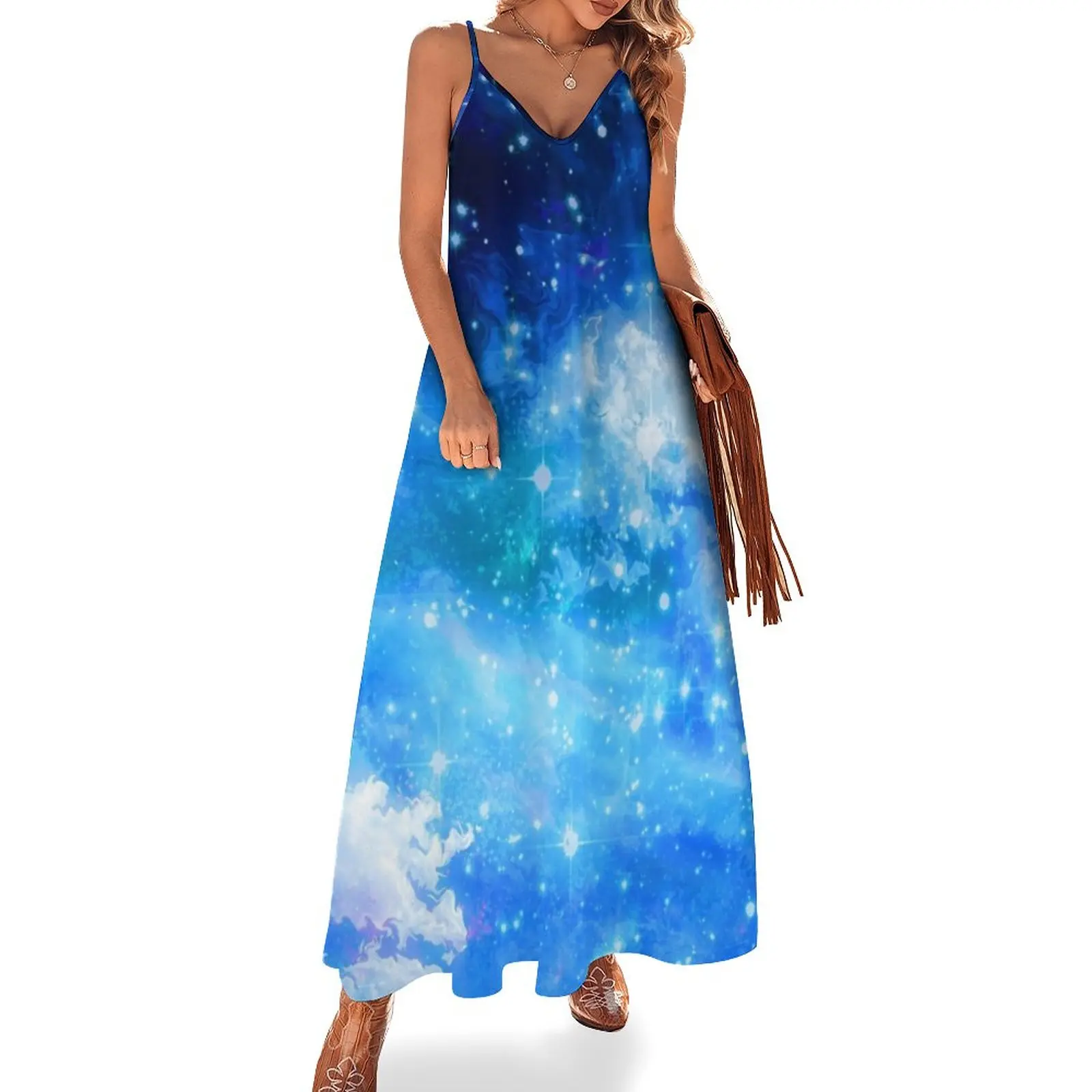 

Blue Cloudy Night Sky Sleeveless Dress Long dress sexy dress for women luxury evening woman for wedding