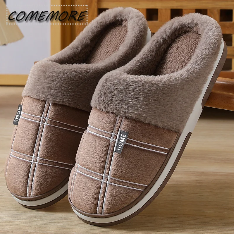 Big Size 48 49 50 51 Men Autumn Winter New Home Warm Plush Slippers Large Plus Indoor Bedroom Casual Shoes Furry Non Slip Slides