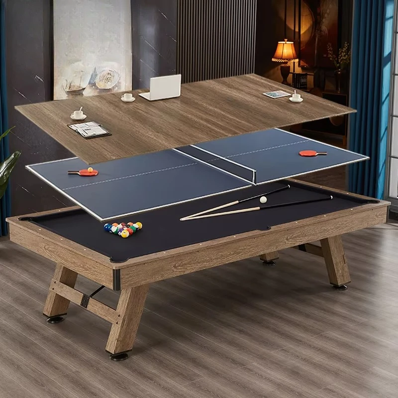 

8ft Customizable Multi-Function 3-in-1 Game Table Snooker Billiards Table Tennis 9 Ball Pool Rubber Black Balls MDF Unisex
